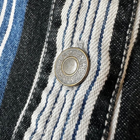 Vintage Levi Strauss Striped Denim Button Front Western Collared Shirt LRG - Picture 11 of 11
